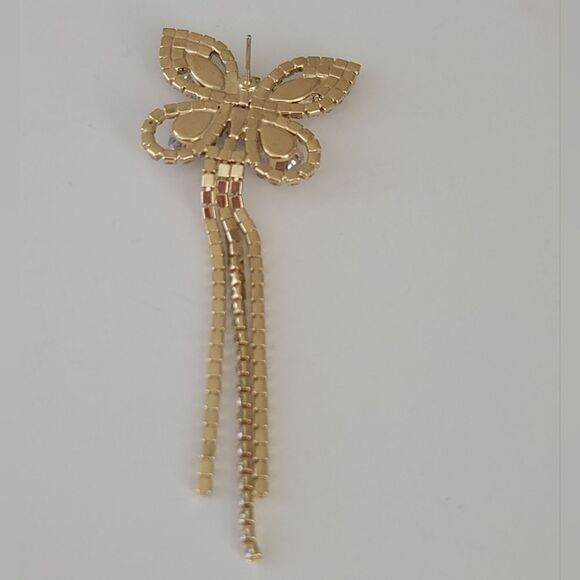 Christian Siriano Earrings Crystal Goldtone Butterfly Dangle Earrings #540 - Picture 7 of 7